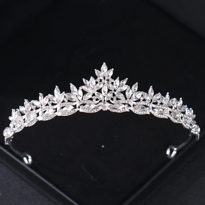 Silver Crown Bride Wedding Hair Accessories Headwear Bride Tiara Crown Jewelry Wedding Hair Tiara Crystal Birthday Crown