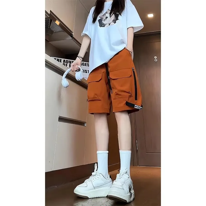 

Мужские шорты из ледяного шелка, летняя одежда для активного отдыха, быстросохнущие рабочие брюки до колен, молодежные модные штаны из шести частей