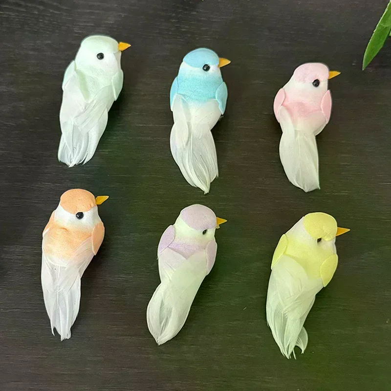 Artistic Pack of 2 Feathered Birds, Foam Animal Figurines, Excellent Tit Craft Model for Home & Garden Decor