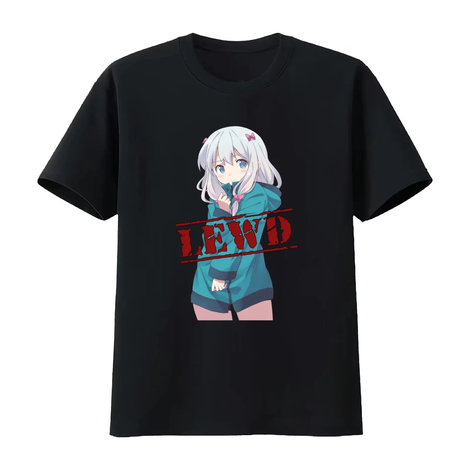 Eromanga Sensei: Lewd Sagiri Is Lewd T-Shirt Summer Casual Cotton Tee Oversized Streetwear Tops Vintage Graphic Print
