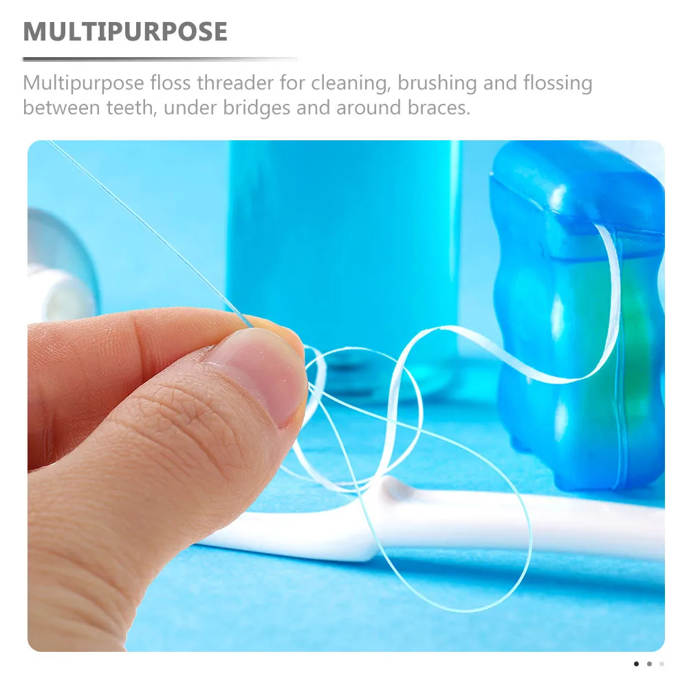 

100Pcs Dental Floss Threaders Nylon Professional Multipurpose Threaders for Braces Bridges Crowns Lightweight Travel Tool