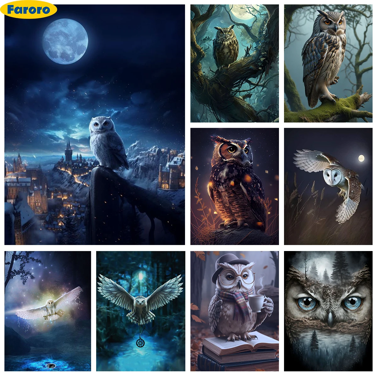 

Messenger Owl Diamond Art Painting Kit Tawny Owls Picture DIY Diamond Embroidery Cross Stitch Children's Gifts Home Wall Decor