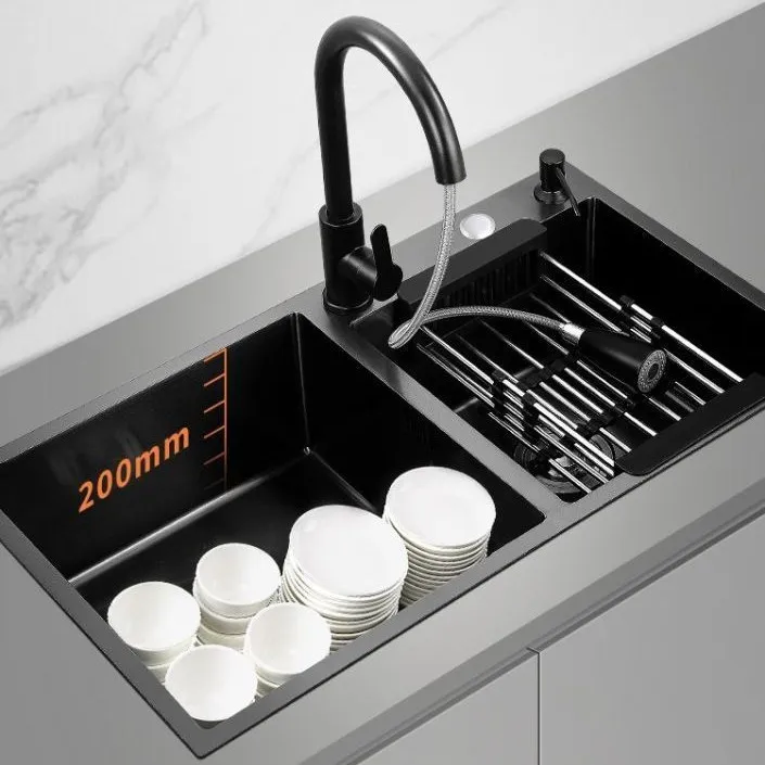 304 stainless steel kitchen vegetable basin thickened real 3mm stainless steel double slot antibacterial, scratch-resistant and
