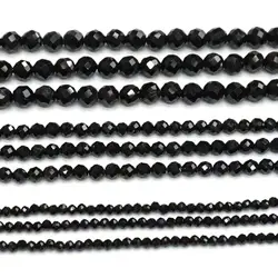 Losse kralen zwarte spinel rond gefacetteerd 2m 3mm 4mm 5mm 6mm 35cm voor DIY sieraden maken FPPJ groothandel kralen natuur edelsteen