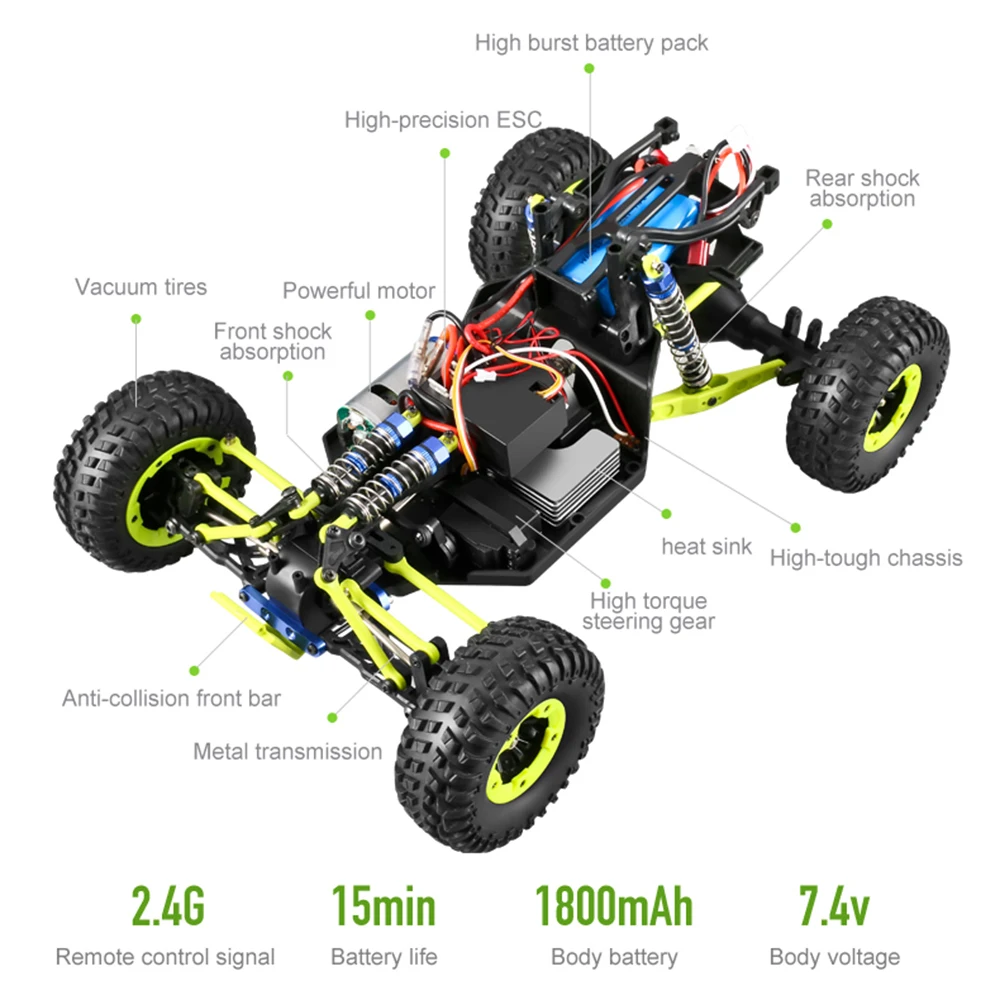 1:12 50KM/H RC Car 4WD 2.4G High Speed Monster Truck Remote Control Racing Buggy Off-Road Drift Vehicle VS Wltoys 144001 Toys