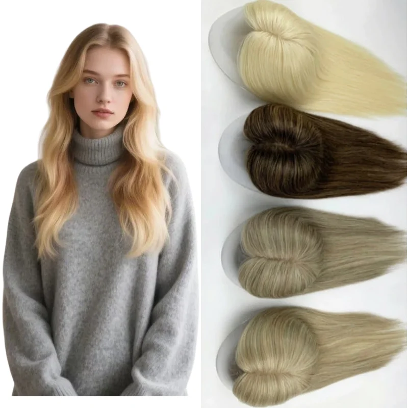 

Роскошный моно-топпер для женщин | 100% натуральные человеческие волосы | Ультраплотный | Без коротких волос | Выберите цвет и размер