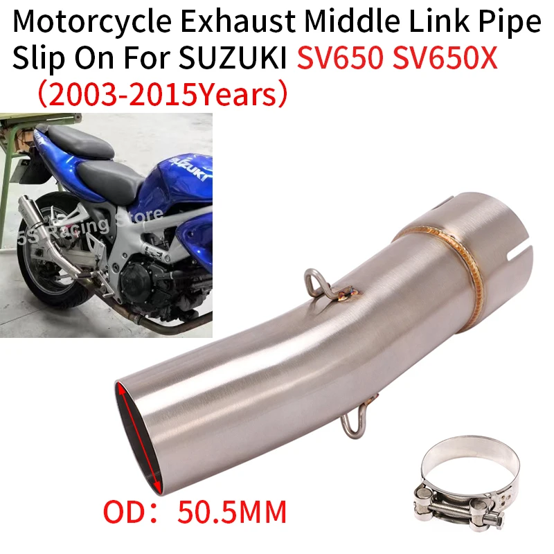 Slip On For SUZUKI SV650 SV 650 SV650X 2003 - 2015 Motorcycle Exhaust Escape Muffler Modified Mid Link Pipe Connecting 51mm