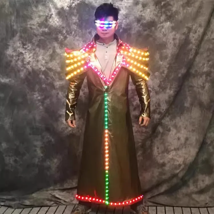 

New LED Light Emitting Performance Costume Glowing Flashing Outfit Bar KTV Serving Costume Multicolor Stage Performance Youth
