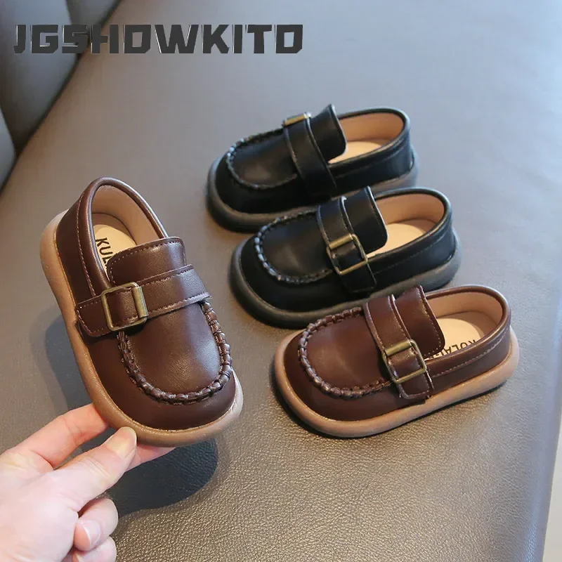 JGSHOWKITO Kids Shoes Casual for Boys Toddlers Little Children Flat Loafers Slip-on Spring Brand New Round Toe Classic Buckle