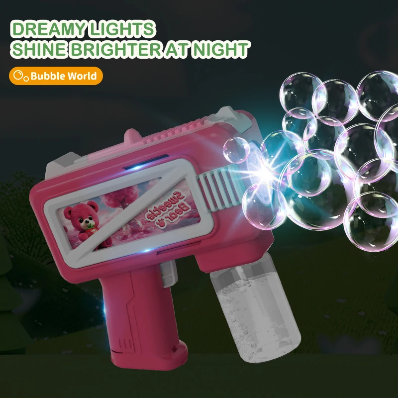 ใหม่ไฟฟ้าการ์ตูนBubble Gunเด็กกลางแจ้งInteractiveมือถือBubbleของเล่นงานแต่งงานกลางแจ้งไม่มีแบตเตอรี่Bubble Water