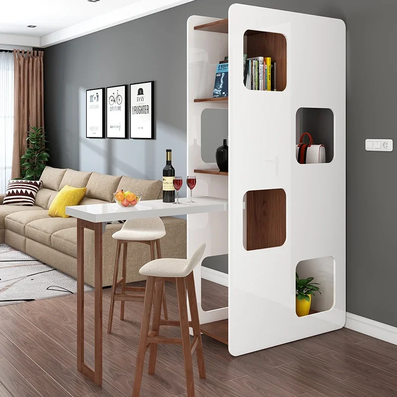 Nordic Style White Living Room Furniture Foldable Partition Storage House Modern Wine Cabinet Bar Counter