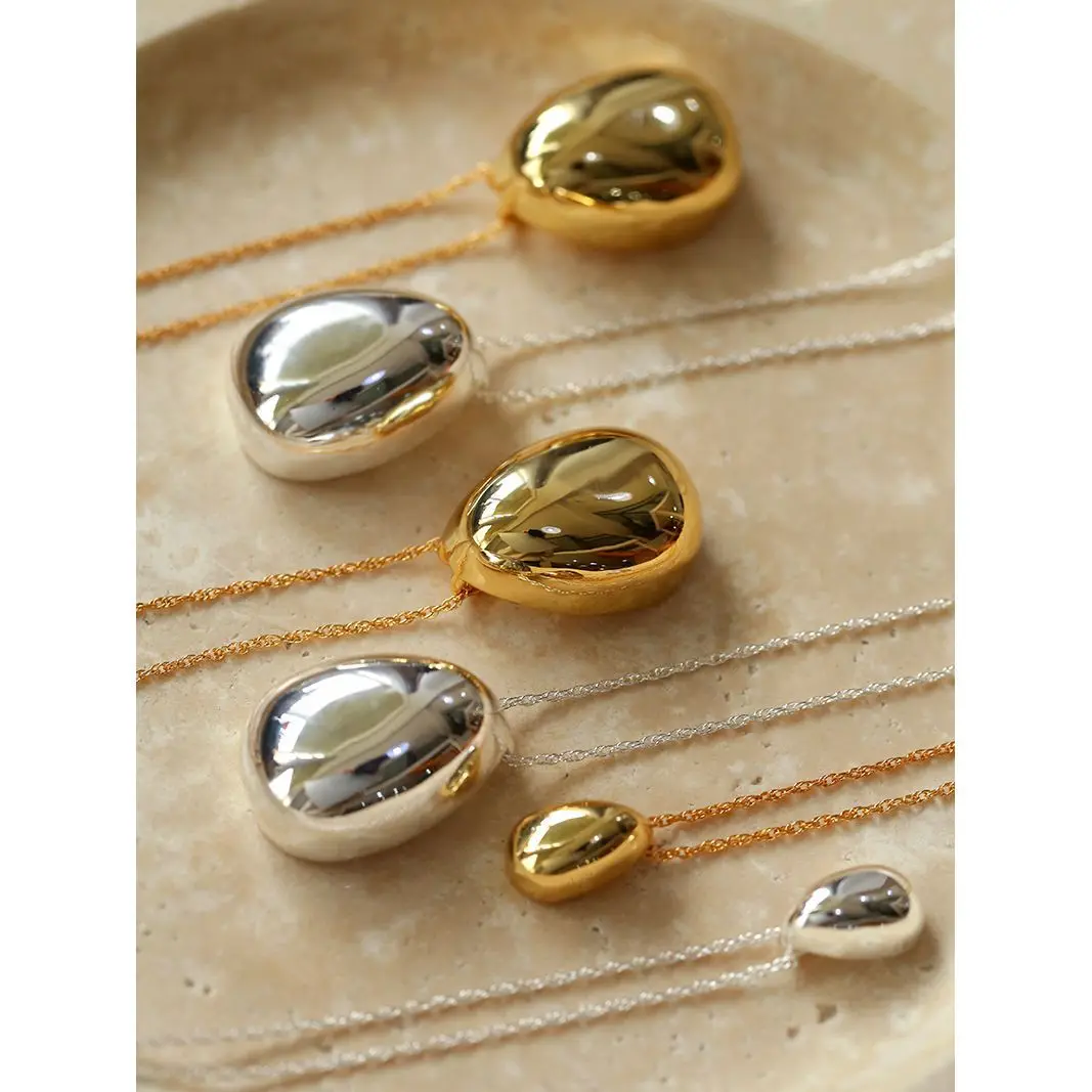 

Brass With 18K Top Quality Water Drop Beads Pendant Necklace Women Jewelry Punk Designer Runway Rare Gown Boho Japan Korean