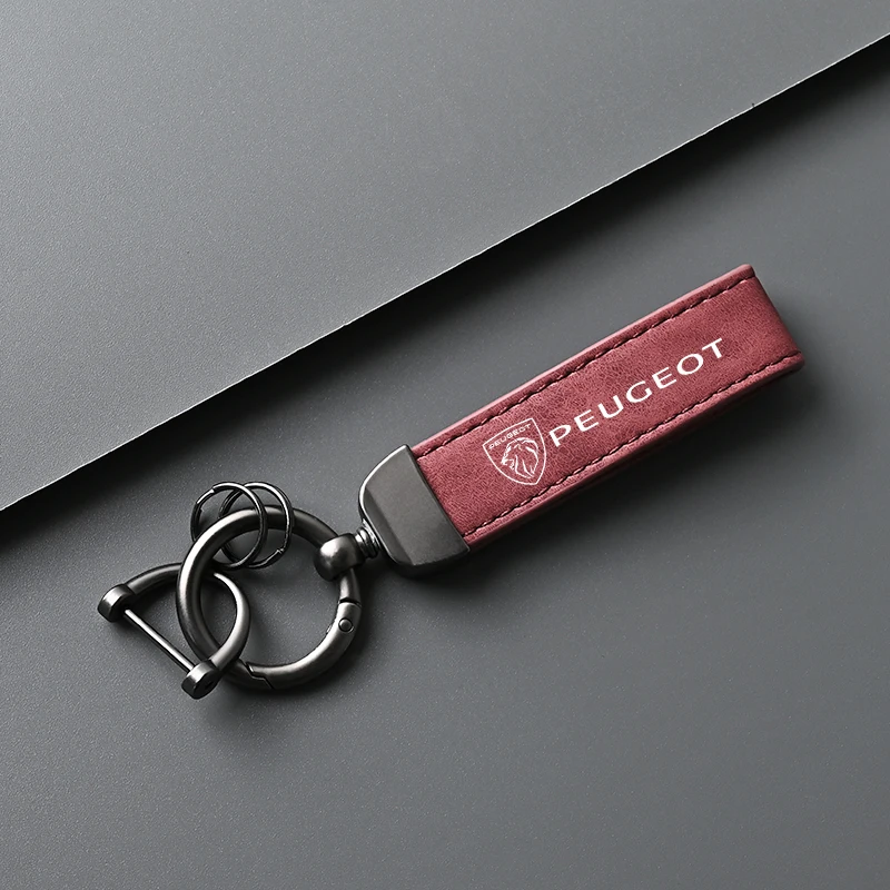 Leather Car Keychain Key Ring Pendant Buckle Gift For Peugeot 408 4008 308 3008 Rifter 5008 508 2008 208 RCZ 407 108 Accessories