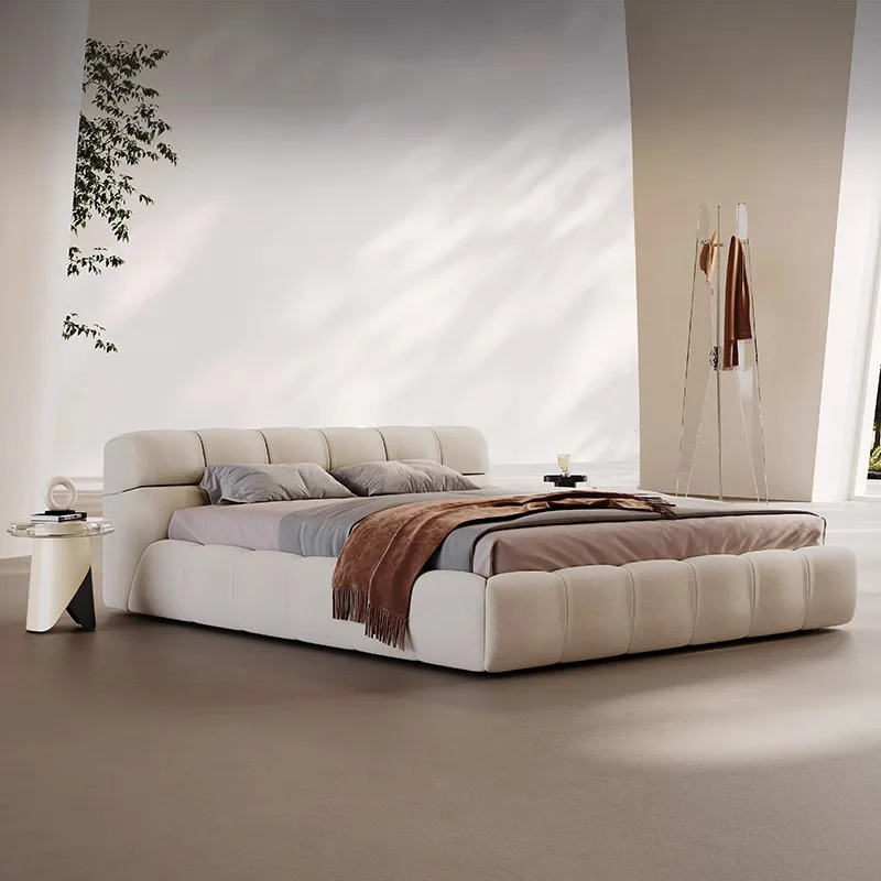 

Master Bedroom, Italian, Minimalist, Milk Fleece, Queen Bed, Light Luxury, Modern, Cream, Wabi Sabi
