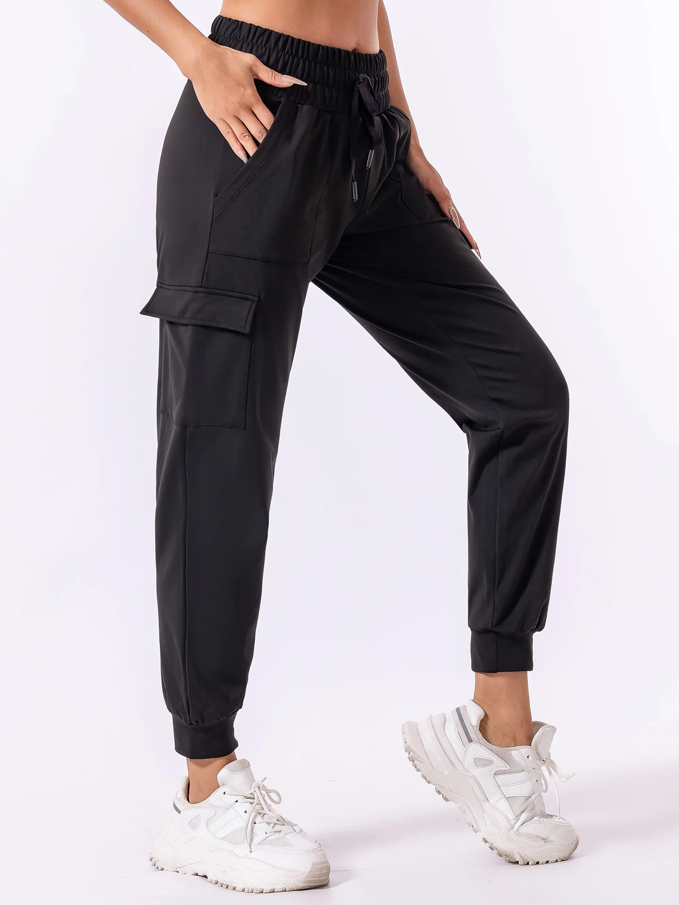 Loose high-waisted fitness yoga pants elastic quick-drying sweat-absorbing and breathable sports and running training long pan
