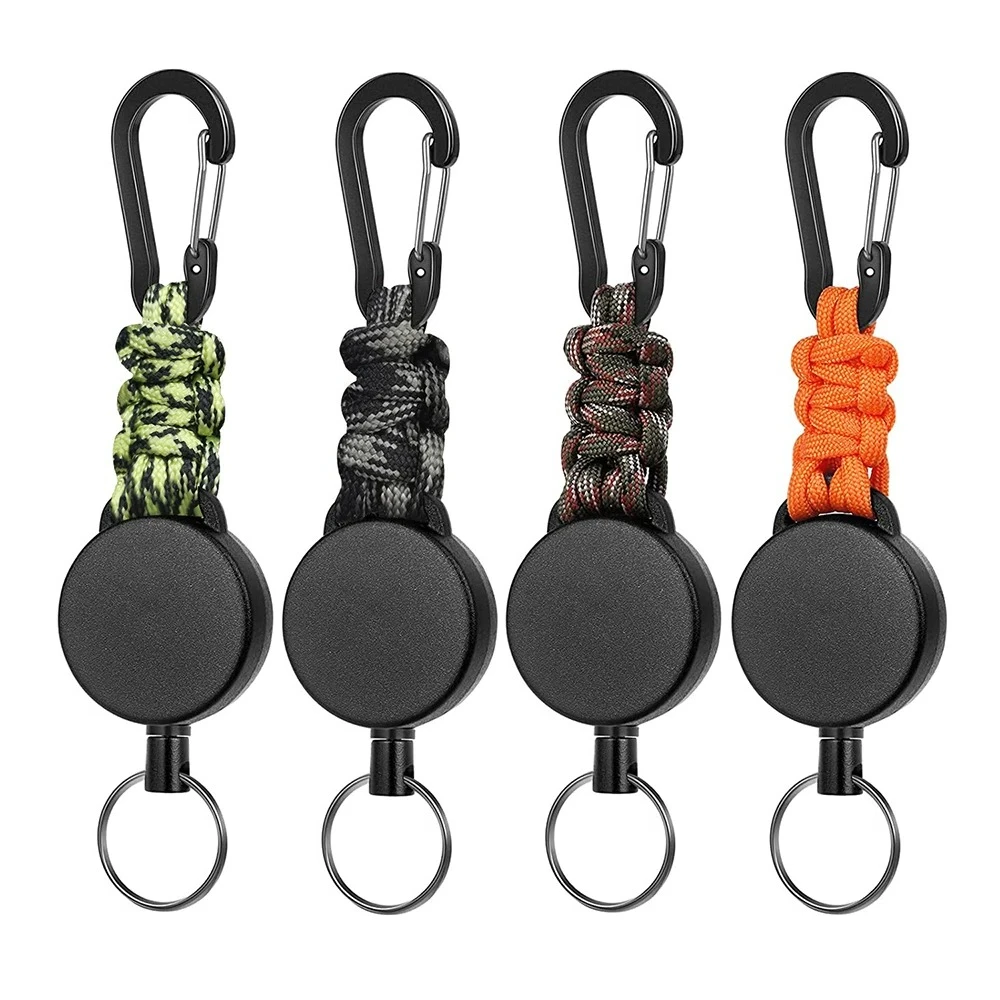 Einziehbarer Schlüsselanhänger, Diebstahlschutz, Abzeichenrolle, Karabinerhaken, Outdoor, tragbarer Schlüsselanhänger, Schlüsselhalter, Ring, Wanderzubehör, Schlüsselanhänger