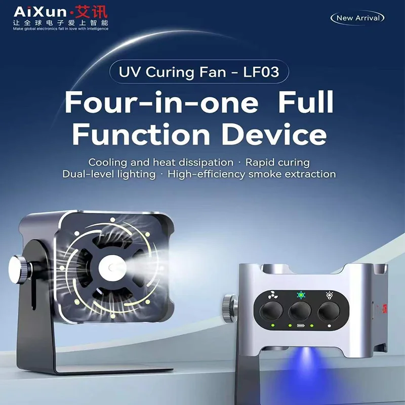 aixun-lf03-10w-uv-curing-fan-cooling-fume-extraction-type-c-charging-360°-rotating-stand-for-phone-motherboard-pcb-repair-tool