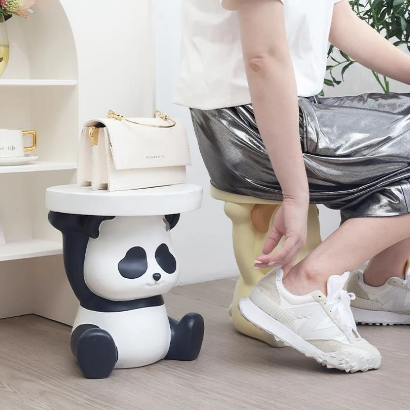 Creative Cartoon Animal Small Stool Entry Porch Living Room Home Ornaments Furniture Cute Panda Bear Foot Rest Stool