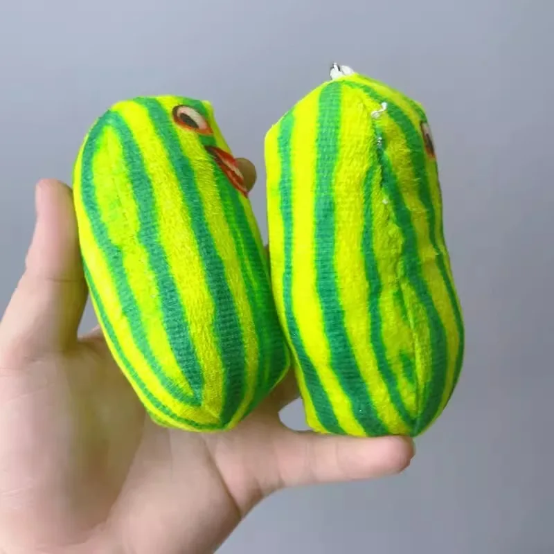 Funny Plush Watermelon Strips Keychain Creative Fruit Doll Keyring Backpack Bag Pendant Key Chain Kids Birthday Gift Accessories