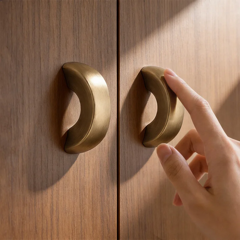 

Minimalist Semicircle Half Moon Cabinet Pulls Shiny Drawer Knobs Wardrobe Door Handles for Dresser Fine Home Decoration