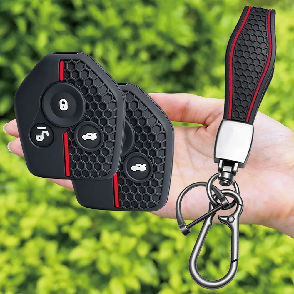 For Subaru Forester Outback Legacy XV Crosstrek Impreza BRZ WRX silicone fixed blade key cover with wrist strap and carabiner