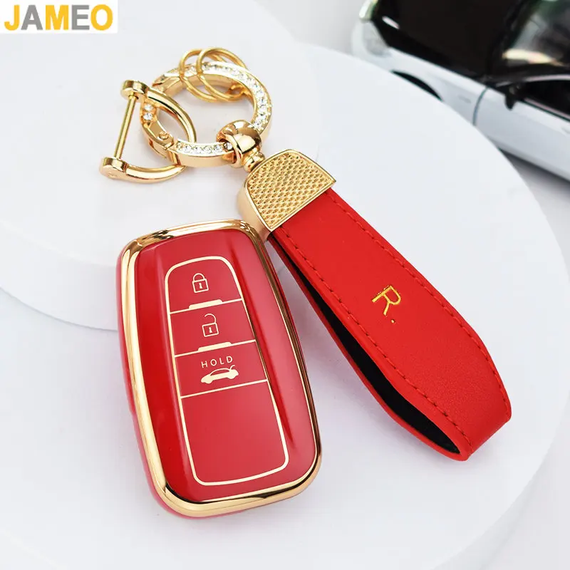 For Toyota Prius Camry Corolla CHR C-HR RAV4 Land Cruiser Prado TPU Car Key Case Full Cover Shell Keychain Accessories