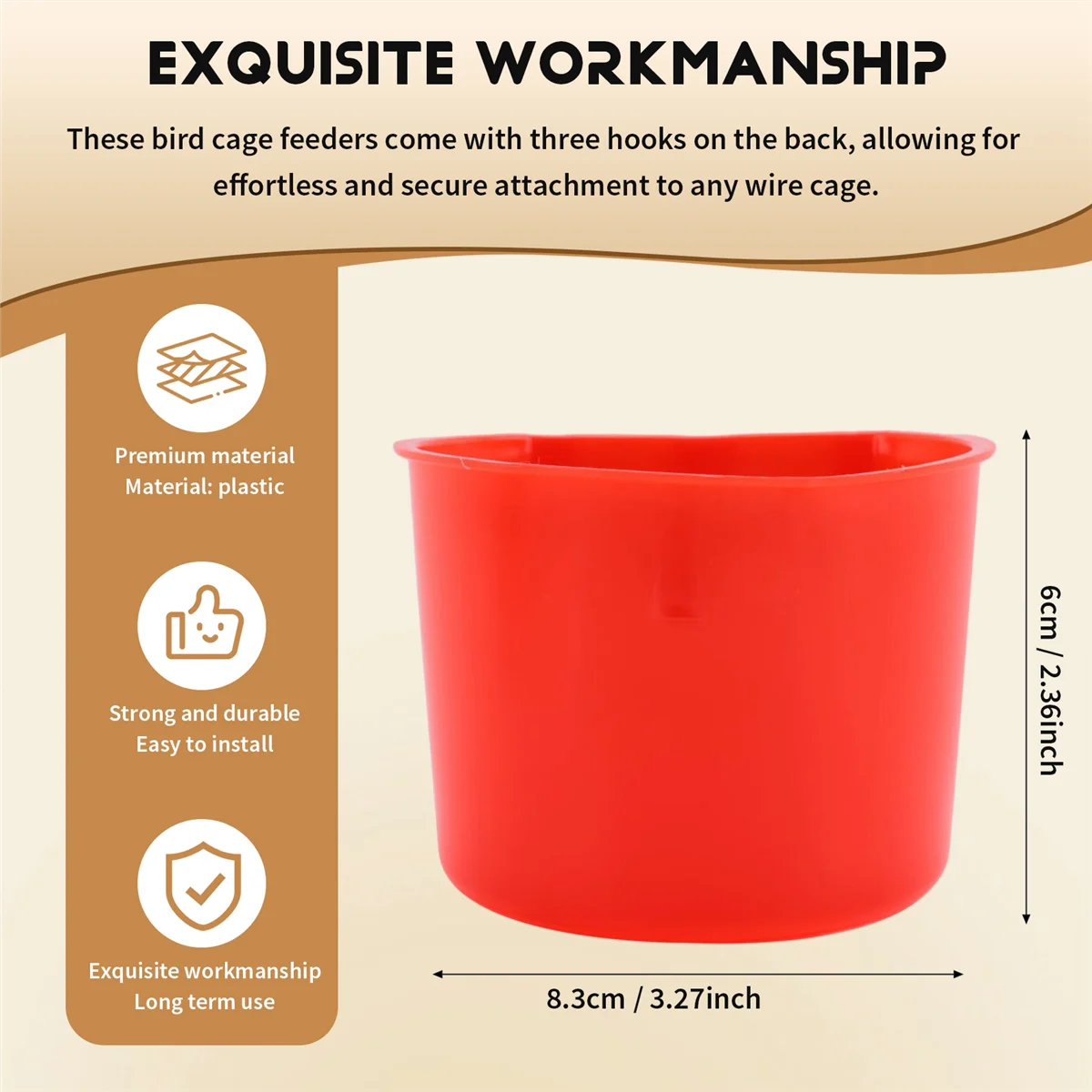 BVBV 20 قطعة مغذيات أرنب الدجاج للقفص ، كوب تغذية مياه الدجاج المعلق ، وعاء بذور مغذيات الطيور البلاستيكية ، تغذية الدجاج