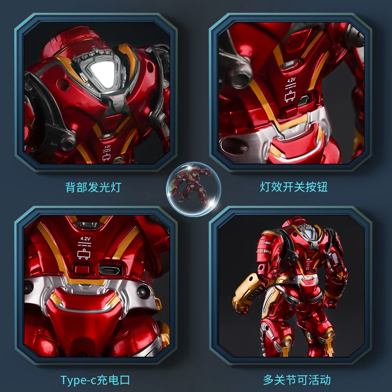 26 سنتيمتر LED ZD الأصلي الرجل الحديدي Hulkbuster MK44 ثانوس الذكرى التذكارية جمع نموذج ألعاب شخصيات الحركة هدية