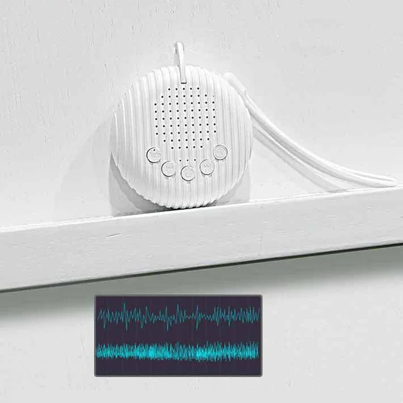 Máquina de sonido de ruido blanco, máquina portátil para dormir para bebés, 10 sonidos relajantes, volumen ajustable, batería recargable integrada,