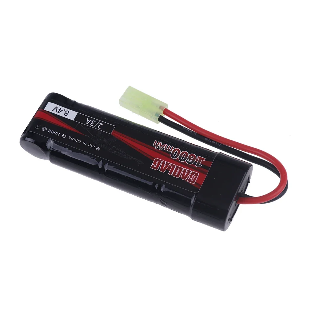 بطارية Airsoft 8.4 فولت بطاريات مسطحة NiMH 1600 مللي أمبير في الساعة مع موصل تاميا صغير لمسدس الهواء MP5 M60 Scar M249 M240B G36