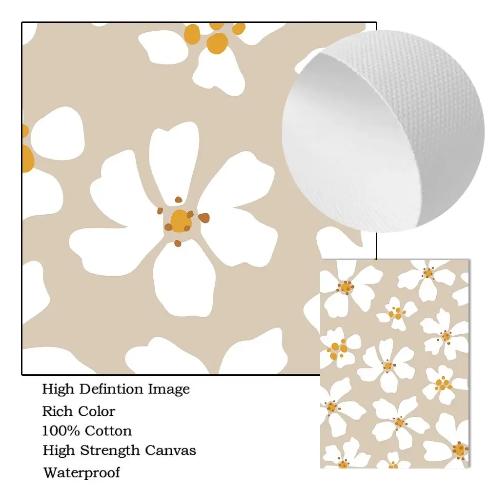 زهرة بيضاء ديزي ملصق الرسم على لوحات القماش الجدارية مخصصة اسم طباعة لوحات الشمال جدار صور غرفة نوم الاطفال ديكور المنزل