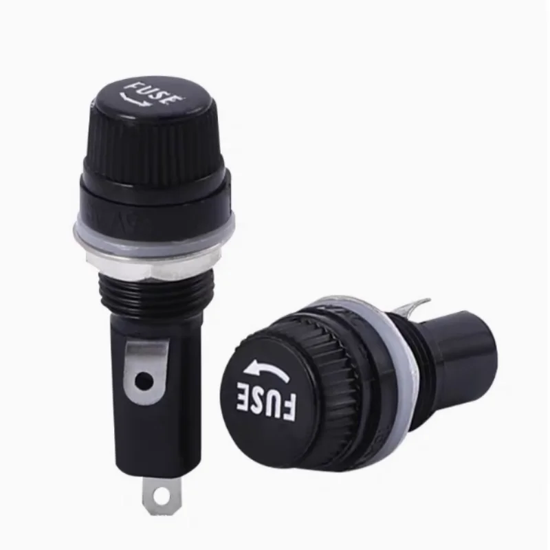10Pcs/set Durable Fuse Mount Holders Panel Mount Screw Cap Fuse Holder Case for Glass Tube Fuses 5x20/6X30mm