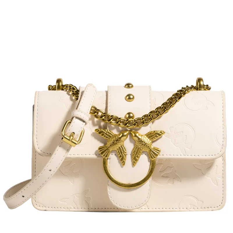 

2025 New Genuine Leather Embossed Metal Chain Square Bag for Women, Very Chic Shoulder Purse, Compact and Extremely Stylish​