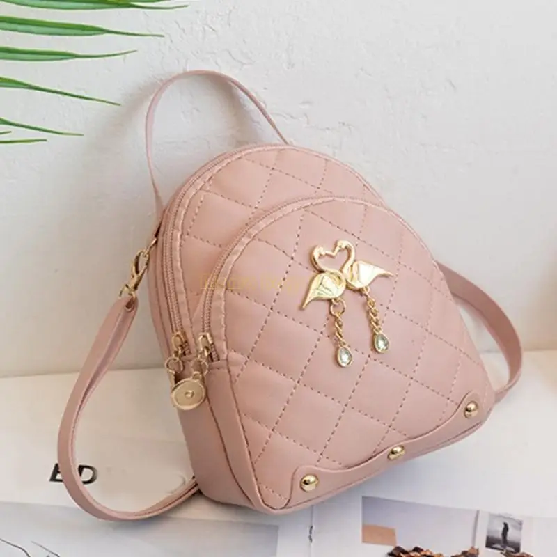 X90D Trendy PU -Rucksack Rucksack Travel Umhängetasche Casual Telefon Daypack