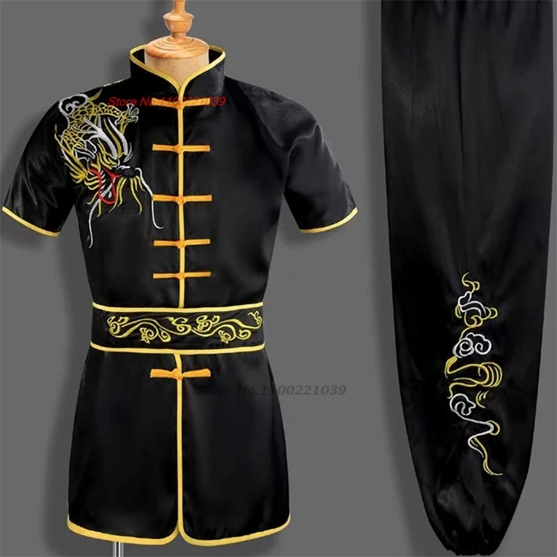 

2025 chinese vintage wushu shaolin uniform national dragon embroidery wushu kung fu clothing martial arts training exercise suit