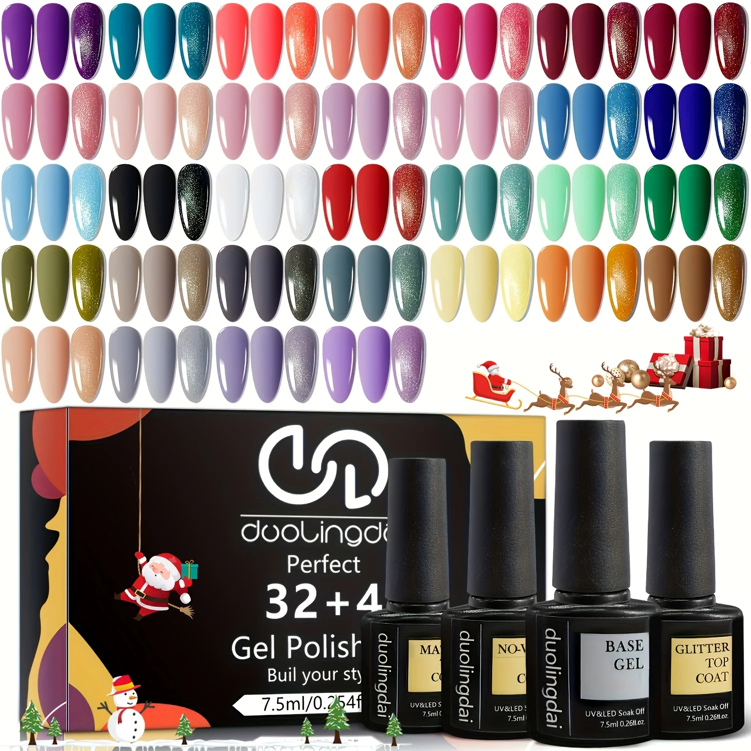 

36pcs Gel Nail Polish Set, 32 Colors Nude Pink Green Blue Colors Gel Polish with Glossy & Matte Top Base Coat Soak Off Gift