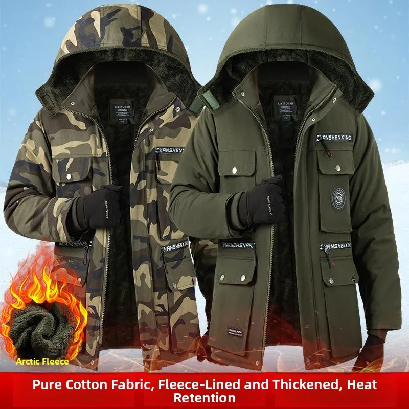 

Мужская зимняя рабочая куртка из хлопка с камуфляжным принтом, на фланелевой подкладке, для защиты на производстве, утолщенная, в деловом стиле, с длинным рукавом
