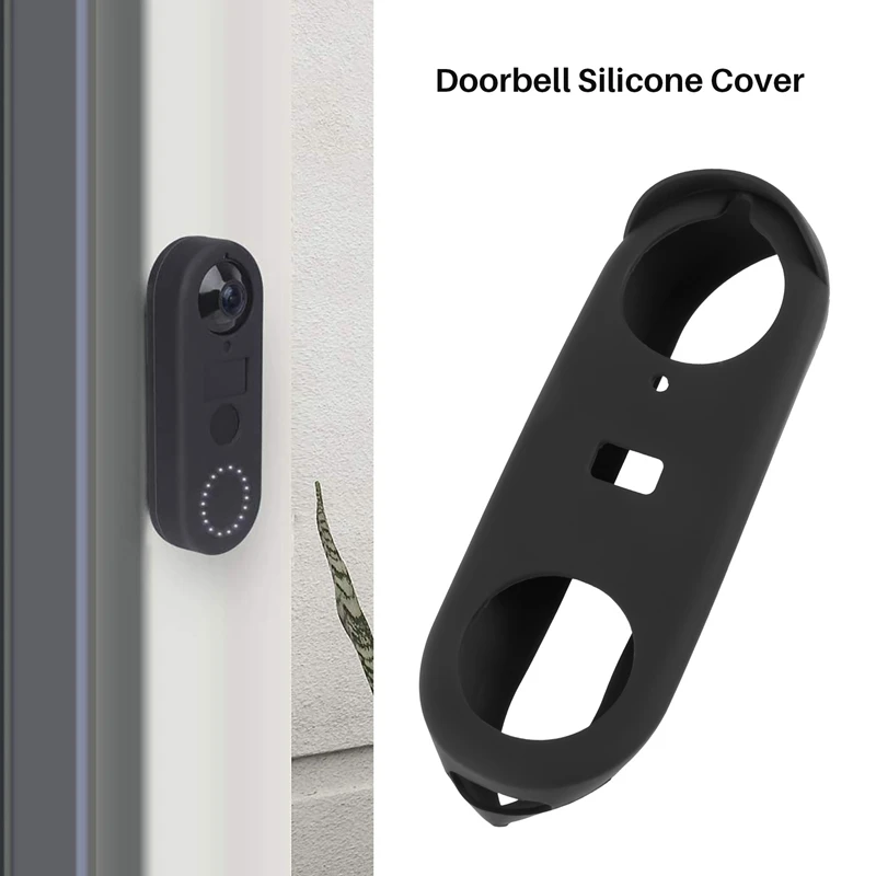 Silicone Case Designed For Google Nest Hello Doorbell Cover (Black) - Full Protection Night Vision Compatible