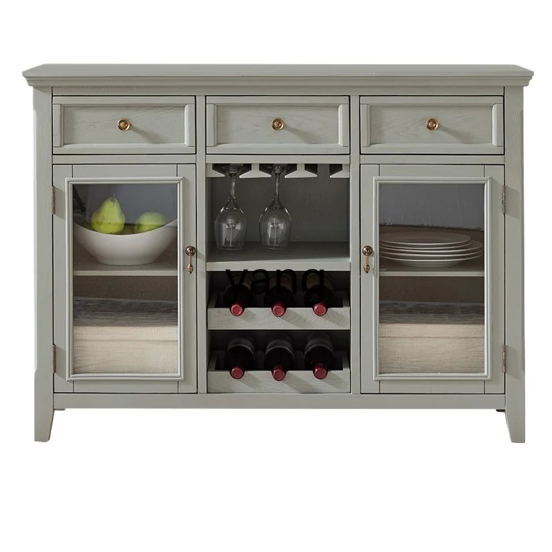 

CX Vintage Wine Cabinet Three Buckets Two Doors Hallway Solid Wood Sideboard Cupboard