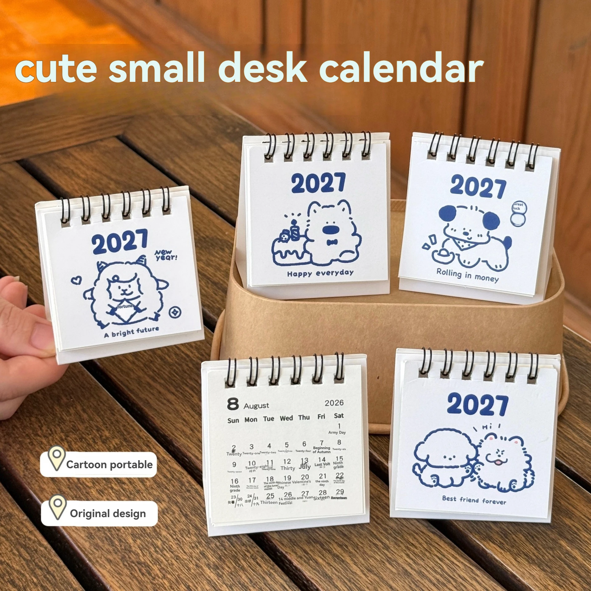 1/6 Pcs Mini Minimalist Desk Calendar 2027 Desktop Ornament Calendar