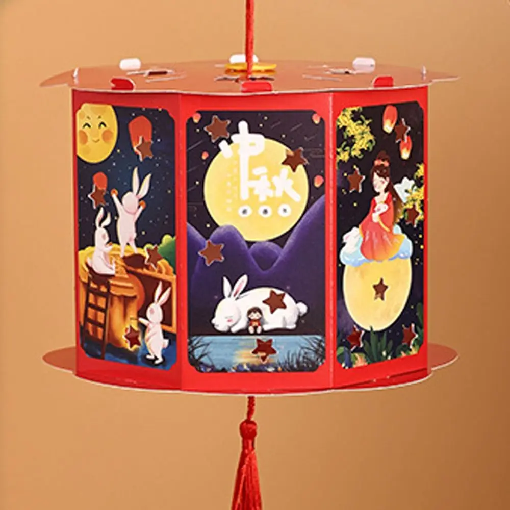 Cartoon Chinese Portable Lantern Blessing Traditional Handheld Paper Lamp Handmade Cultural Antique Lantern Hanfu Accessories