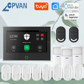Ccpvan-Tuyaスマートホームアラームシステム,ワイヤレス,wifi,4g,Burglarセキュリティ,ドア付き保護アラームキット,モーションセンサー