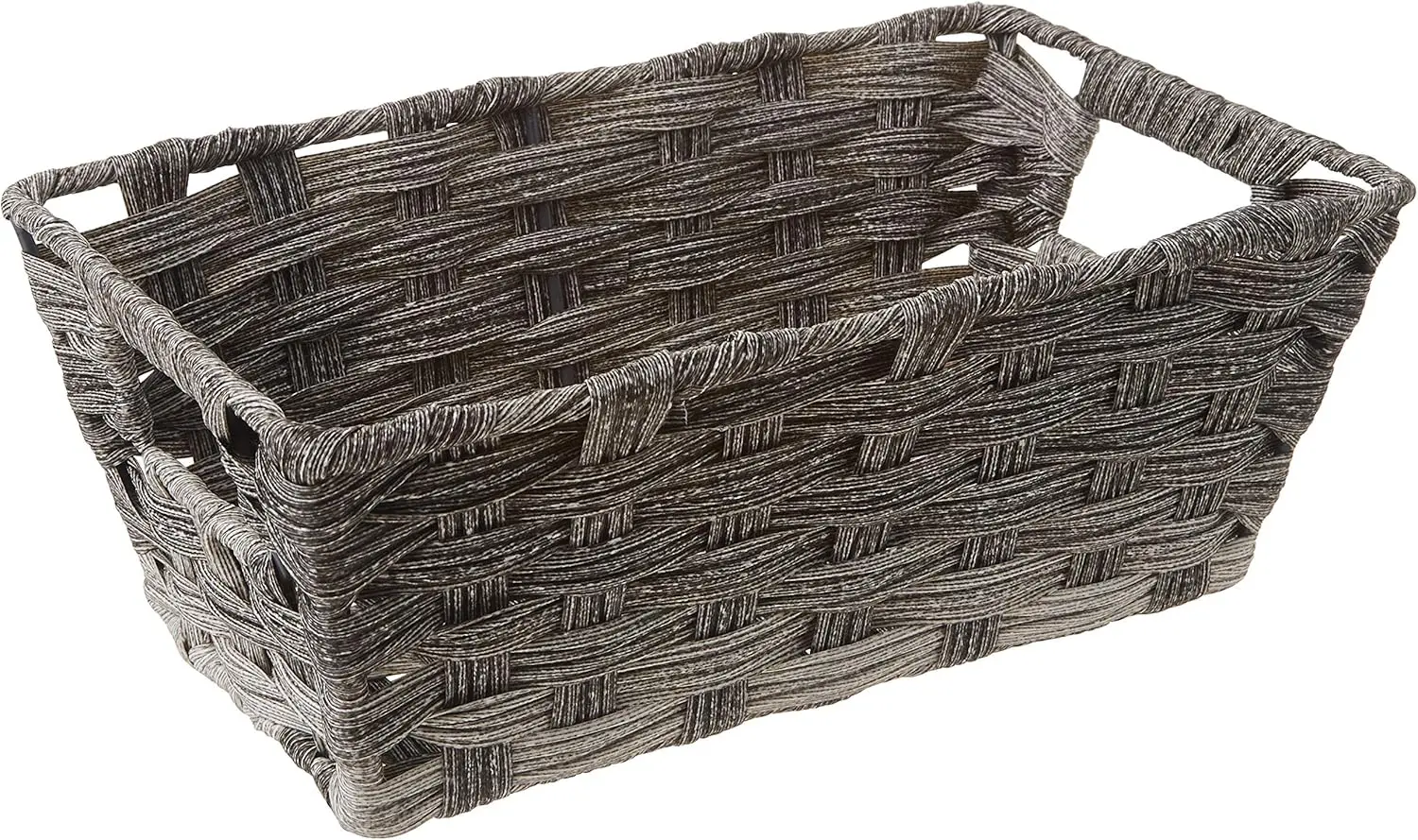 Bolso Tote Pequeño Split Rattique, Acabado Gris Lavado, Organizador de Almacenamiento Compacto para el Hogar o la Oficina