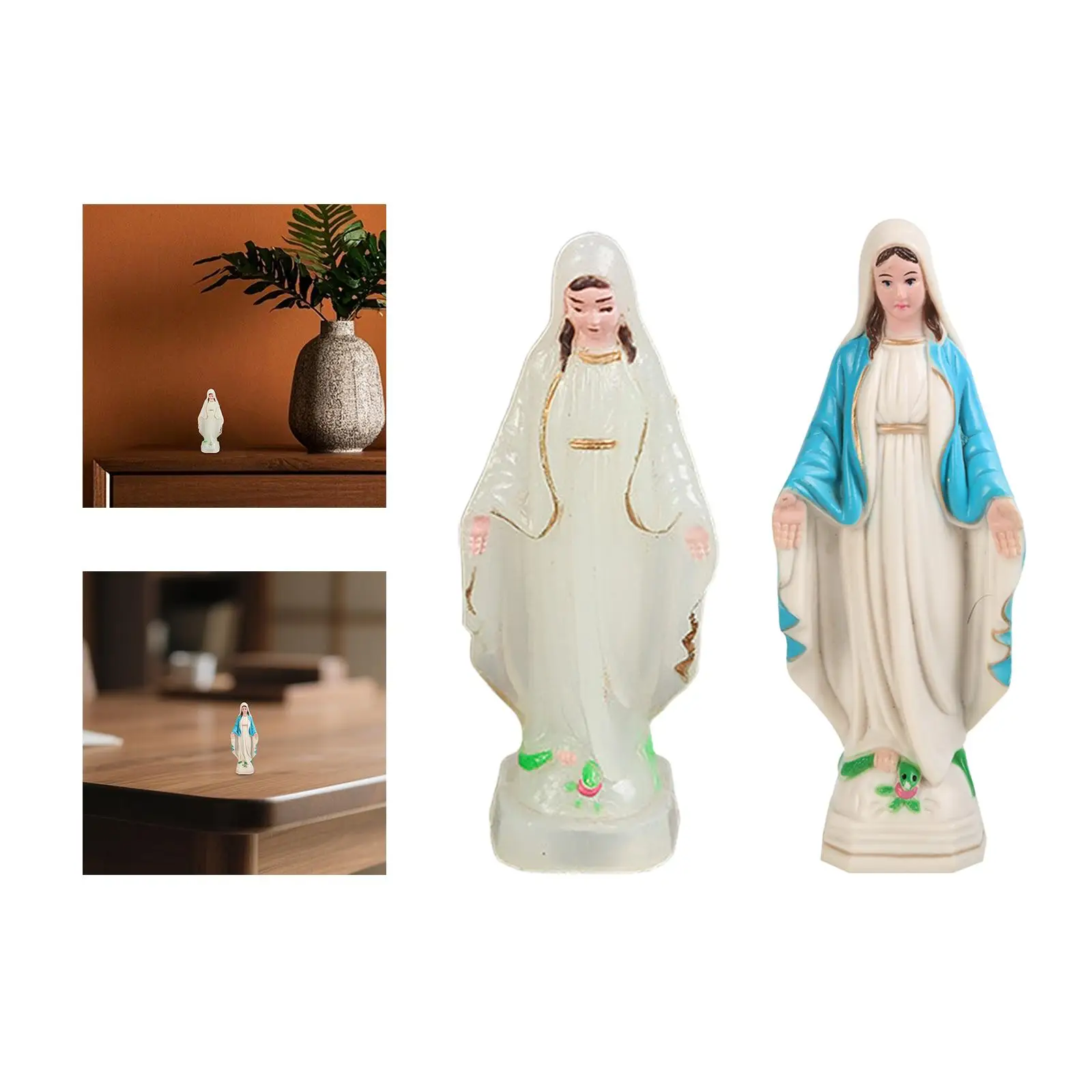 

Blessed Mary Mother Figure Collection Tabletop Small Hand Painted Gift for Mom Creative Resin Sculpture Decor