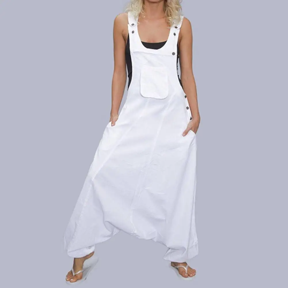 

Summer Romper Stylish Harem Pants Women Jumpsuit Wide Leg Super Deep Crotch Women Romper Daily Garment