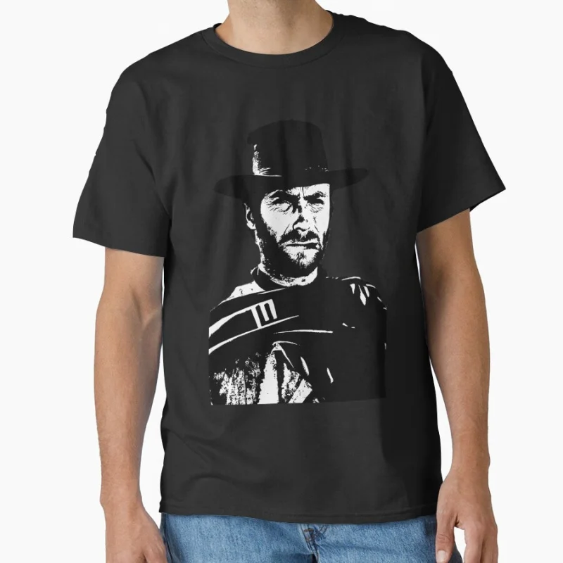 

Cowboy Silhouette Vintage film A Fistful of Dollars movie Eastwood Retro Gift t shirt for men Large size Tops printed Clothes