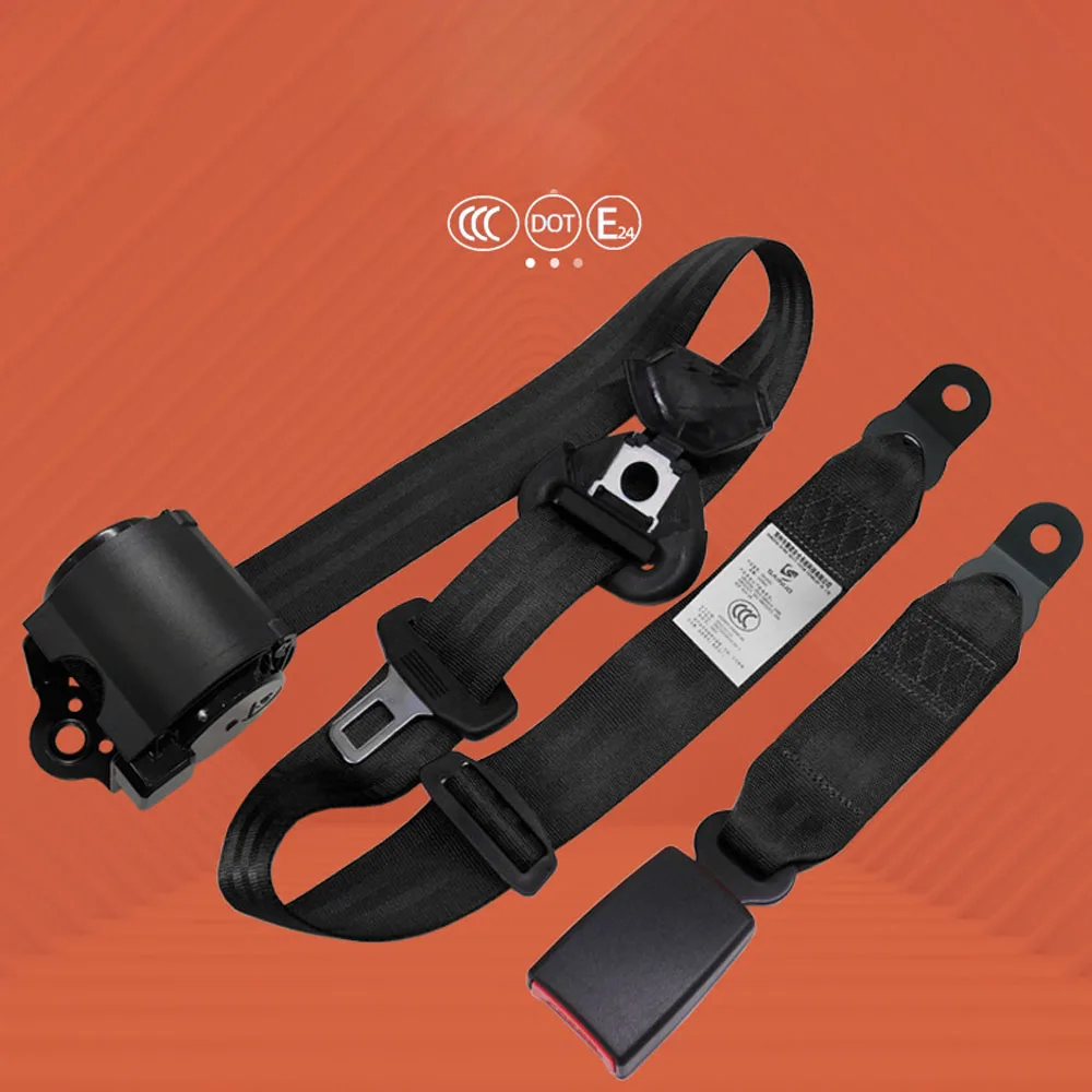 Universal car seat belt, automatic retracting 3 point safety belt