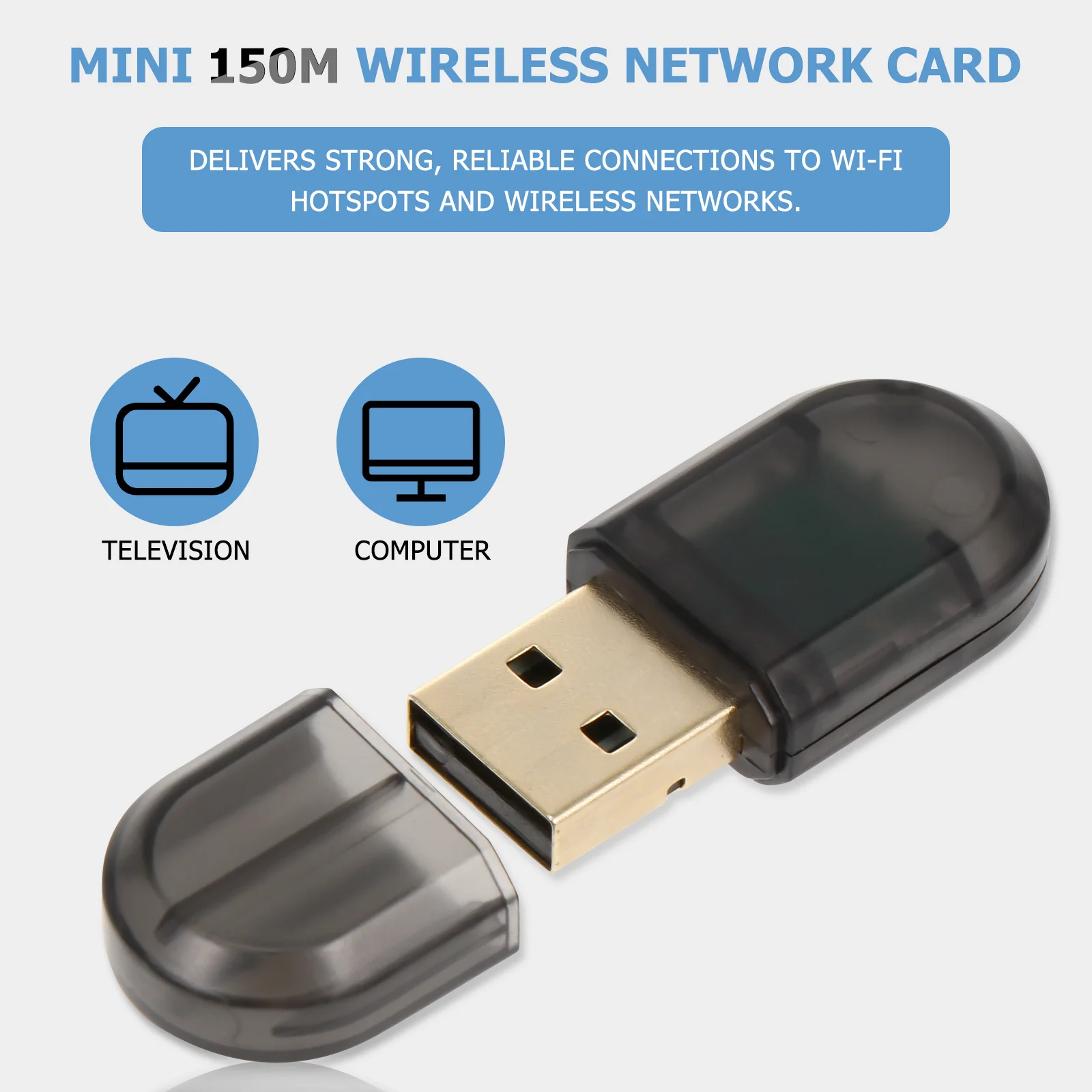

1Pcs USB WiFi Adapter Wireless Network Cards Mini Compact Design USB Network Adapter Strong Stable Wireless Receiver