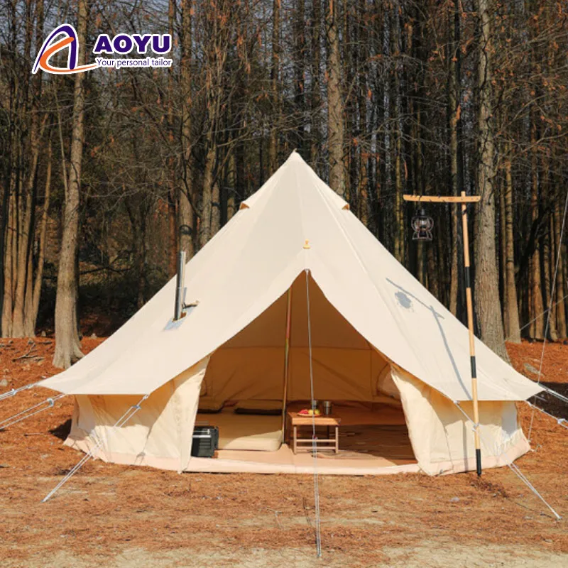 

Outdoor Four-Season Luxury Glamping Yurt Tents With Wood Stove Canvas Dome Tent On Sale Made Of Oxford Fabric