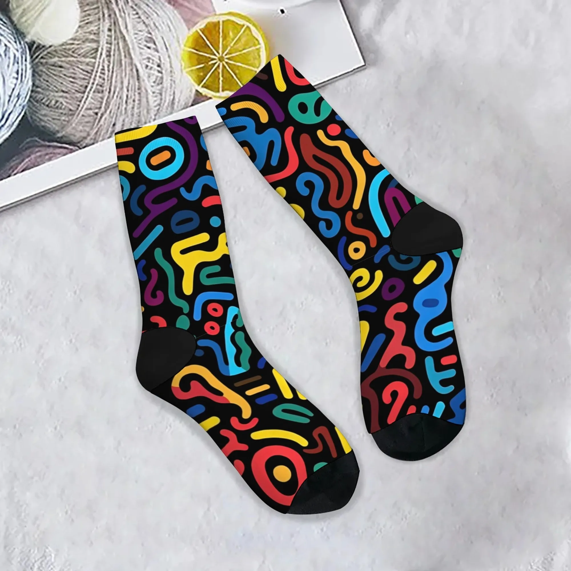 

Abstract Art Print Men's Socks Novelty Harajuku Fun Street Hip Hop Compression Socks Breathable Non-slip Socks Holiday Gift